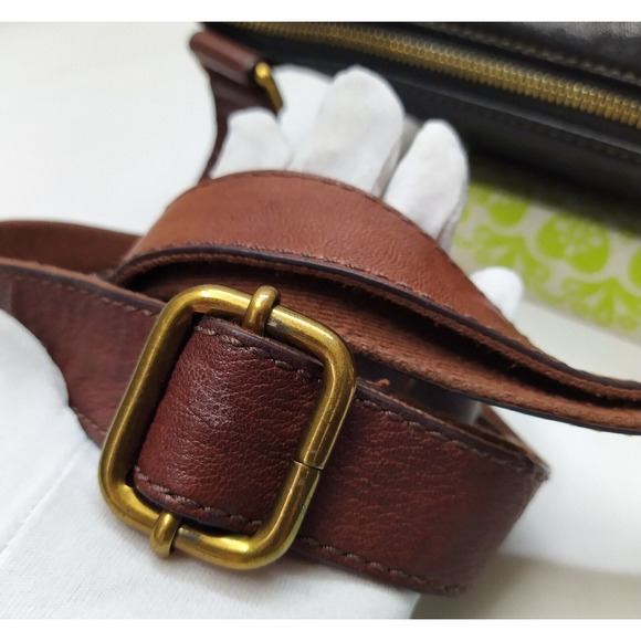 Fossil Black Pebbled Leather Zipper Pockets Crossbody Bag - Picture 5 of 16